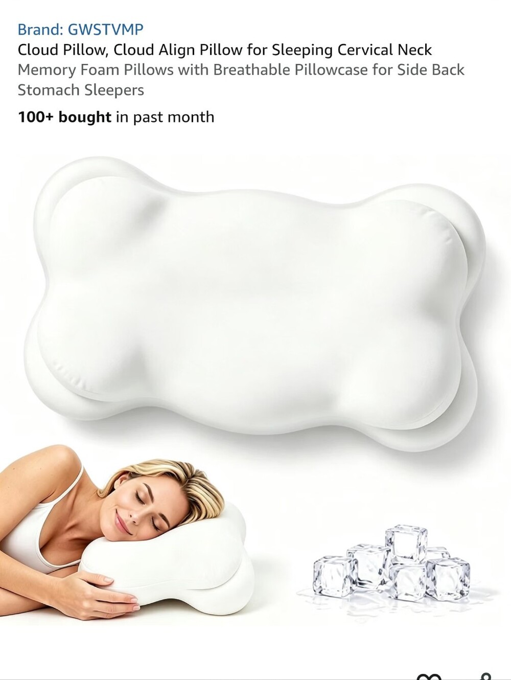 GWSTVMP White Cloud Neck Support Pillow - Memory Foam Cervical Pillow